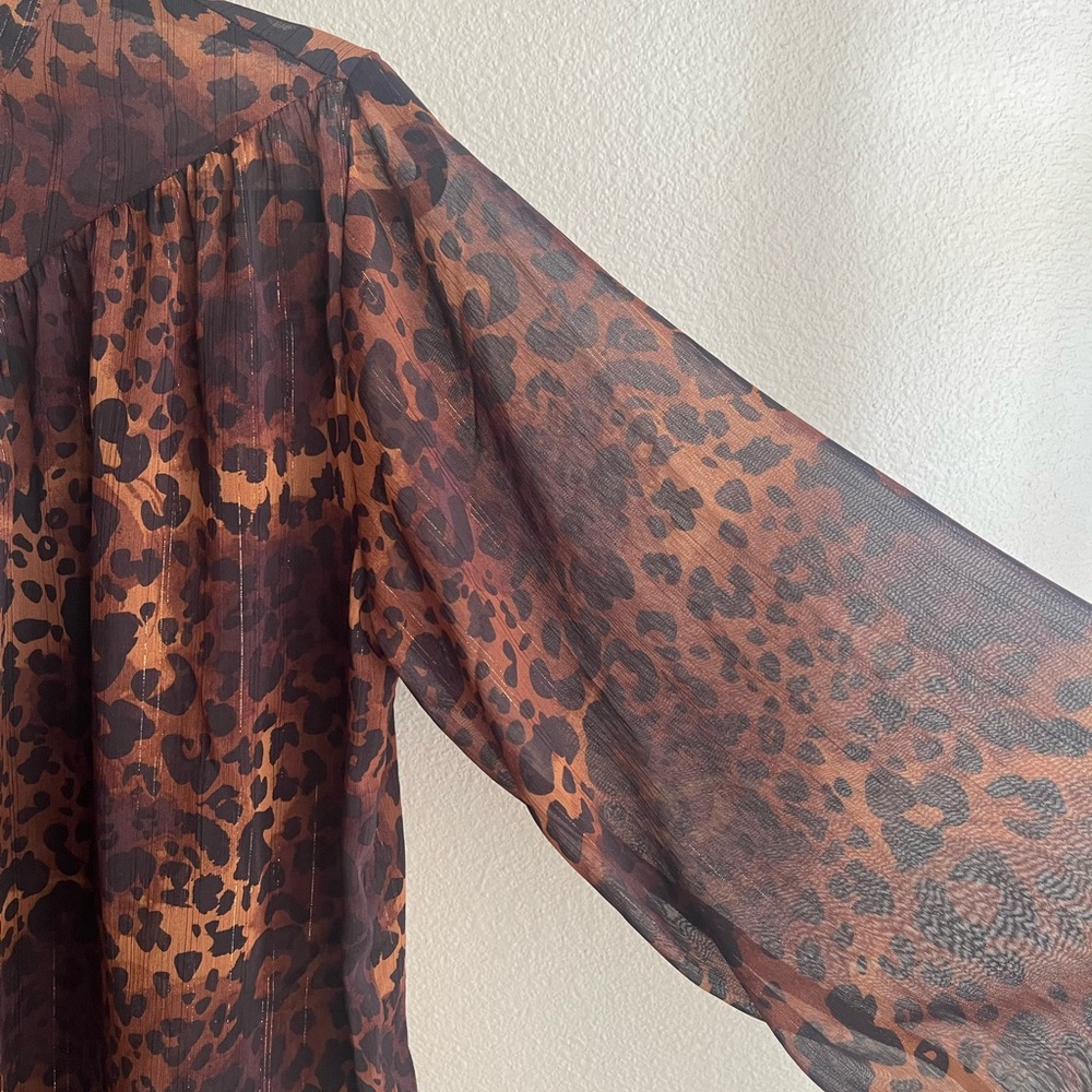 Calypso St. Barth Brown Leopard Print Blouse - Picture 3 of 4